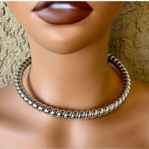 Stunning Silver Rope Choker Necklace